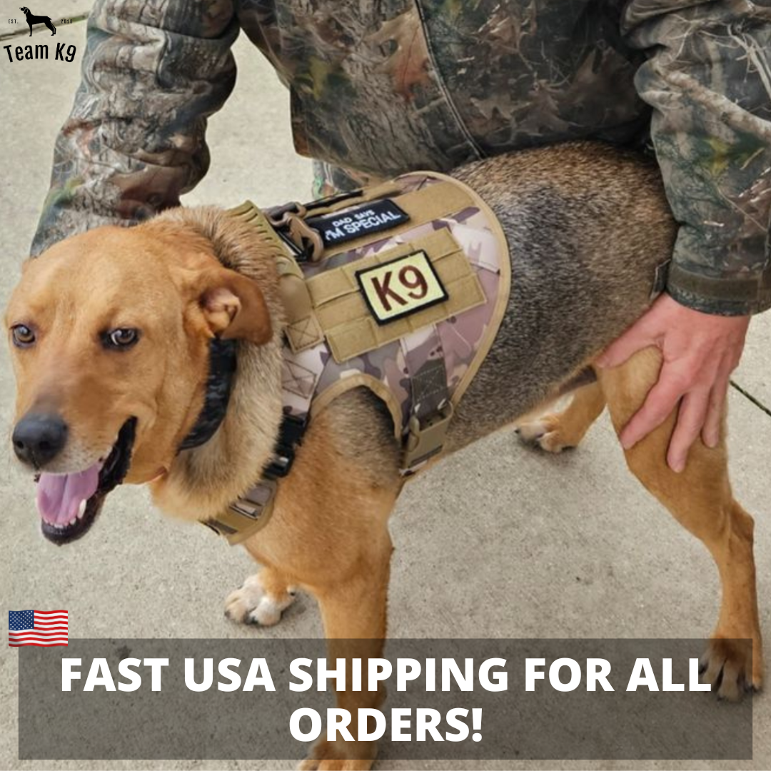 NEW Upgraded Heavy-Duty Tactical No-Pull Team K9™ Dog Harness With Front & Back D-Rings, Quick-Release Metal-Buckles, Hook & Loop Panels, & Top Handle