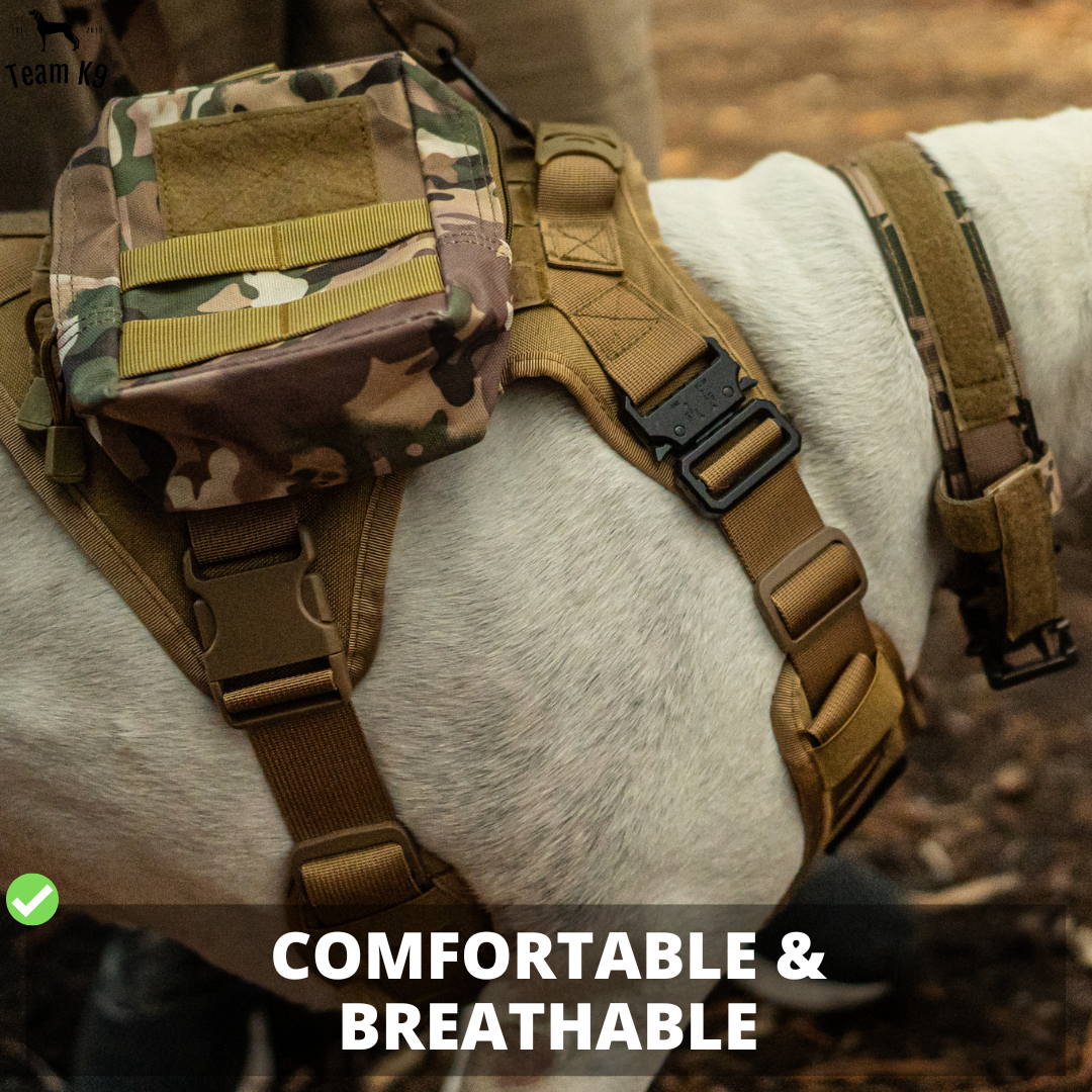 NEW Upgraded Heavy-Duty Tactical No-Pull Team K9™ Dog Harness With Front & Back D-Rings, Quick-Release Metal-Buckles, Hook & Loop Panels, & Top Handle