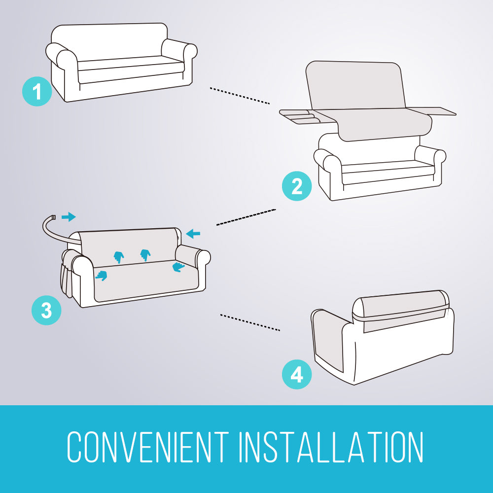 Classic Machine-Washable, Dryer-Safe Furniture Protector Couch Cover With Side Pockets & Back Straps (+2-In-1 Reversible Colors!)