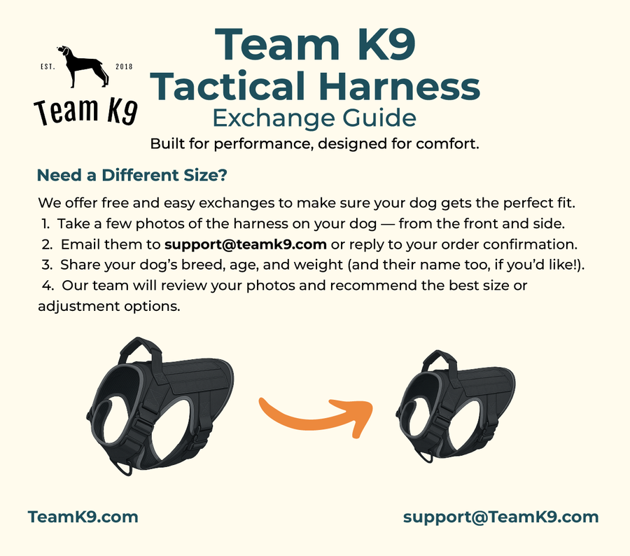 Team K9 harness exchange guide
