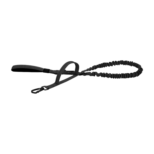 Heavy-Duty Double-Handle Tactical Bungee K9 Dog Leash with Reflective Stitching, Seatbelt Attachment, & Reinforced Swivel Clip