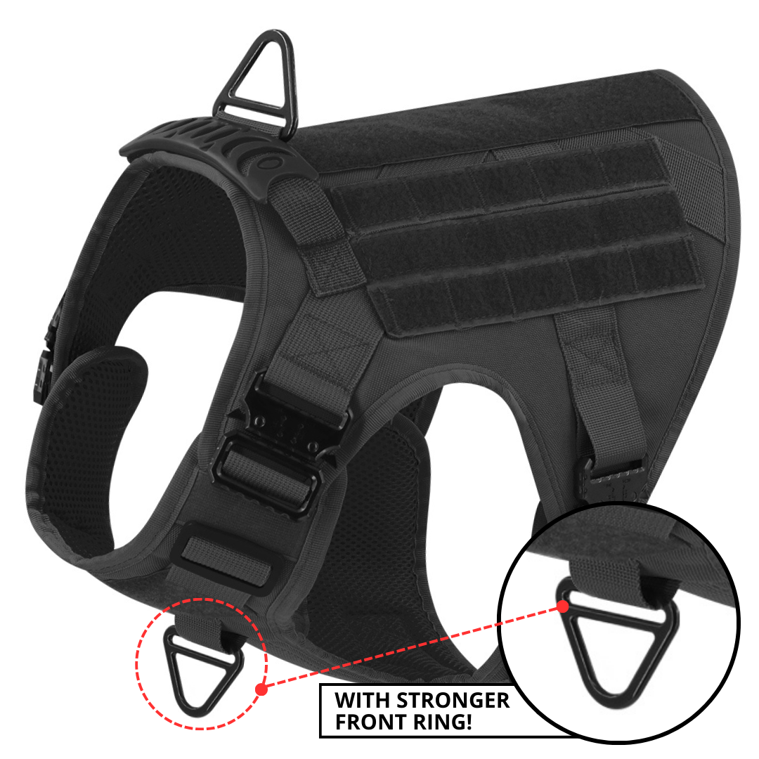 NEW All Metal Team K9 Tactical No-Pull Dog Harness with 4 Metal Buckles & Reinforced Front D-Ring