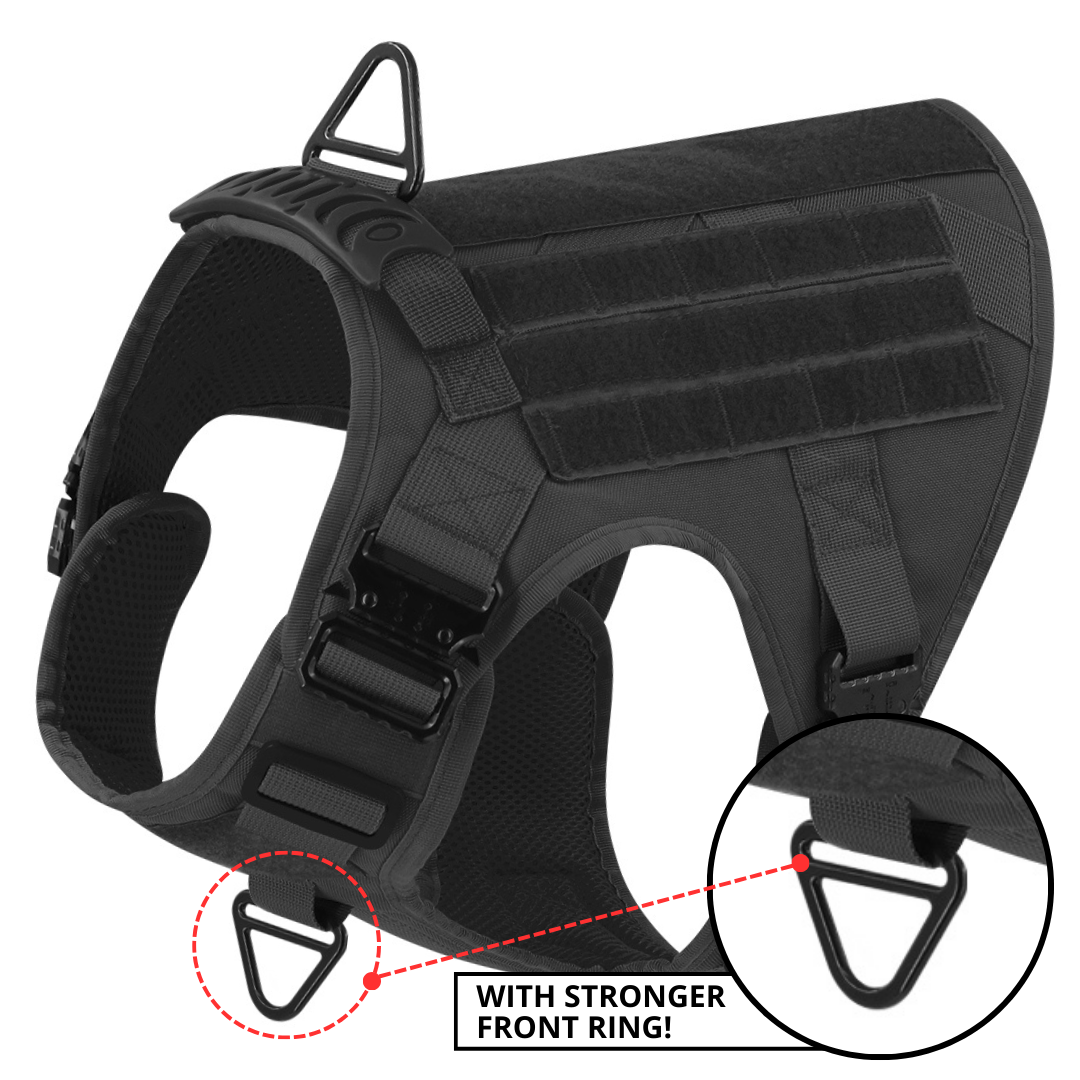 NEW All Metal Team K9 Tactical No-Pull Dog Harness with 4 Metal Buckles & Reinforced Front V-Ring