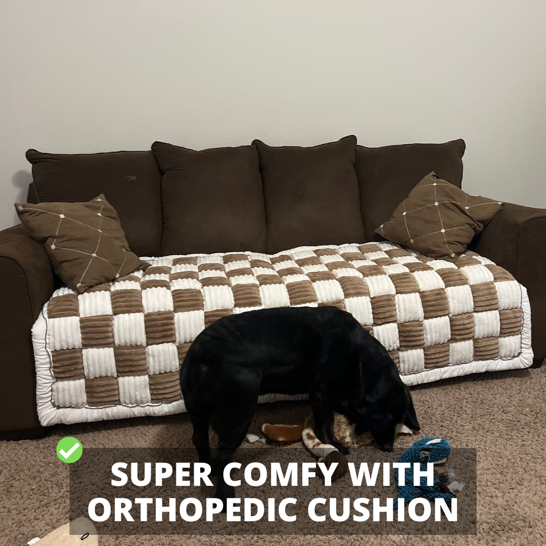 NEW 2-in-1 Furniture Protector & Dog Bed Couch Cover with Thick Orthopedic Padding, Non-Slip Grip, Scratch-Resistant Surface & Machine-Washable Fabric