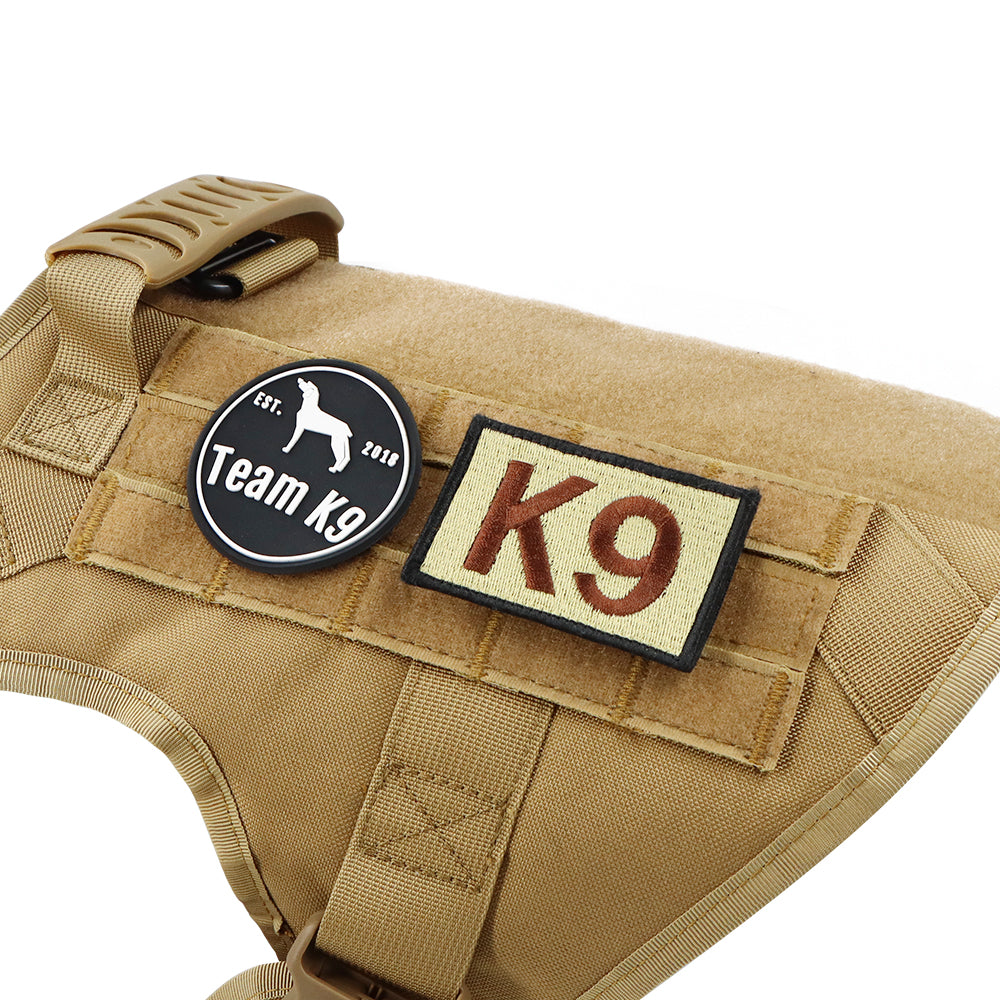 10-In-1 Tactical K9 Harness System - Full Set Dog Harness Bundle (Includes: Tactical No-Pull Dog Harness + Bungee Leash + Collar + MOLLE Pouches + First Aid Kit + 12 Hook & Loop Patches + Dog Goggles + Safety Belt + Travel Water Bowl + Dog Waste Bags)