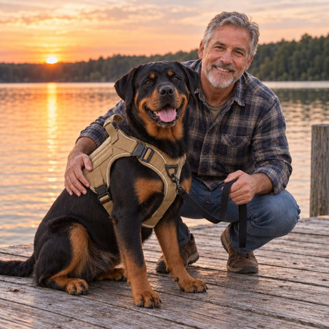 Rottweiler in a large Team K9 harness