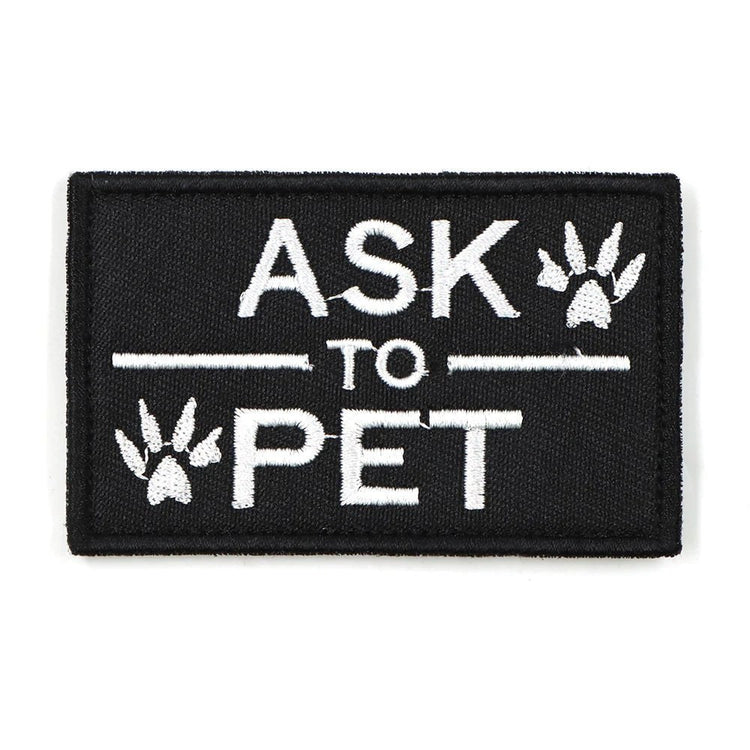 Team K9 ASK TO PET hook and loop patch in black