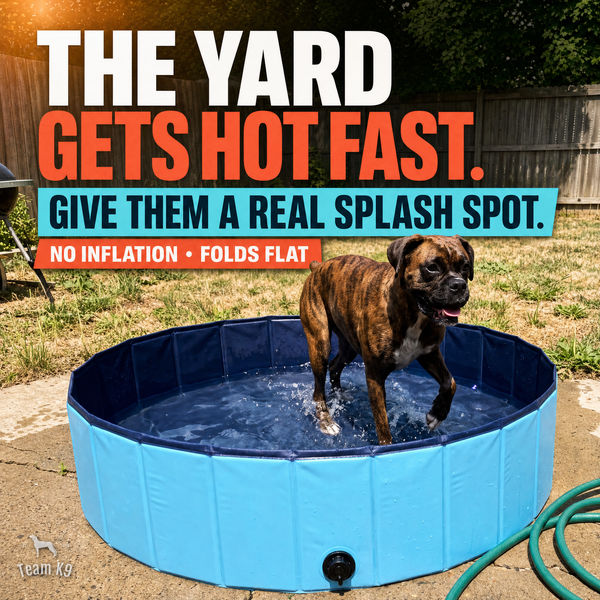 TK9 Swipe Story tk9-pdp-swipe-story-20260716 | dog-pool | 01 | The yard gets hot fast