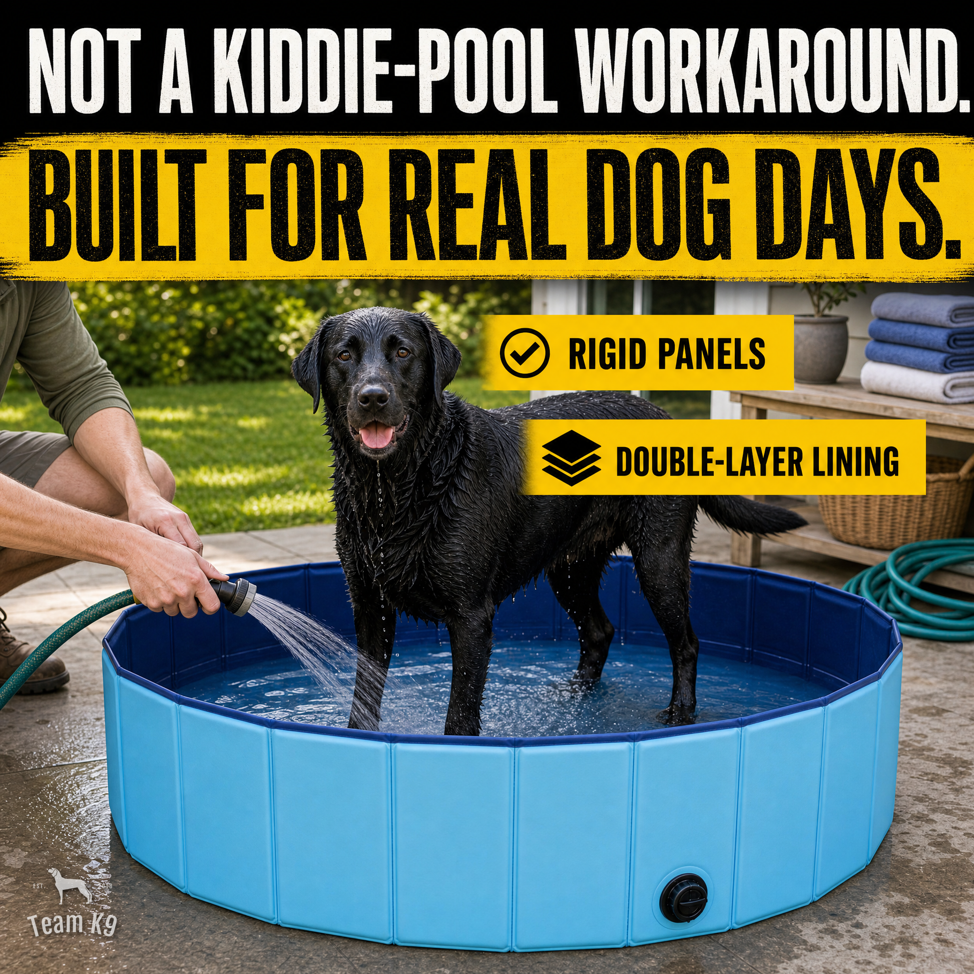 Team K9® Foldable Dog Pool with Side Drain