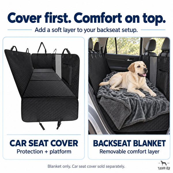 Car seat cover supplies protection and a platform; the separate blanket adds removable comfort.