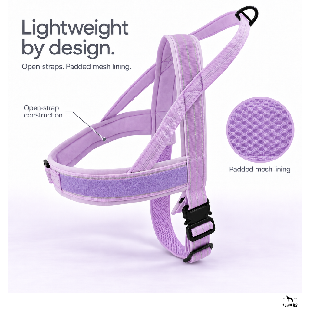 NEW Team K9® Lightweight Personalized No Pull Dog Harness with a Quick-Release Metal Buckle, Reinforced Front & Back V-Rings, Hook & Loop Panels, Padded Adjustable Straps, Top Handle, & Reflective Stitching