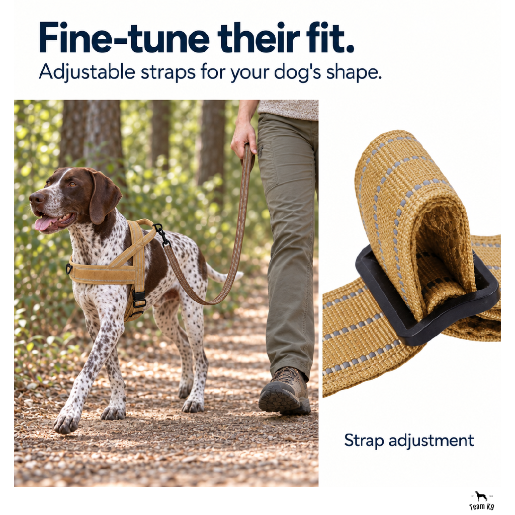 NEW Team K9® Lightweight Personalized No Pull Dog Harness with a Quick-Release Metal Buckle, Reinforced Front & Back V-Rings, Hook & Loop Panels, Padded Adjustable Straps, Top Handle, & Reflective Stitching