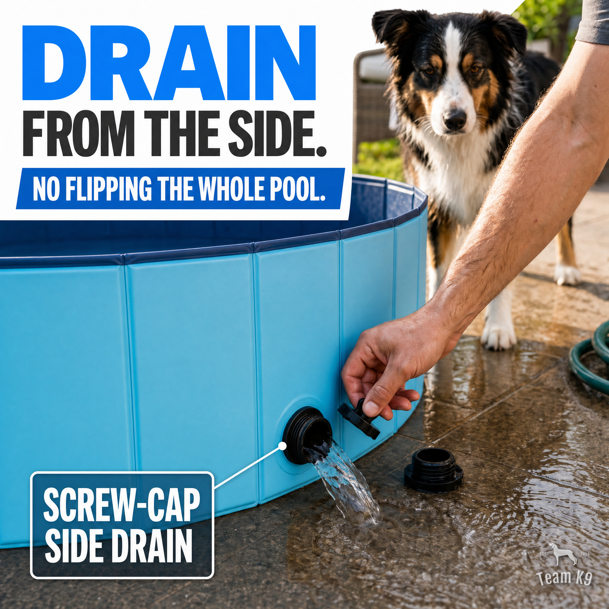 TK9 Swipe Story tk9-pdp-swipe-story-20260716 | dog-pool | 03 | Drain from the side