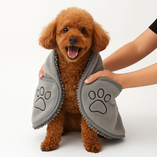 Wet Dog Wrap Towel With Hand Pockets & Superabsorbent Quick-Dry Microfiber