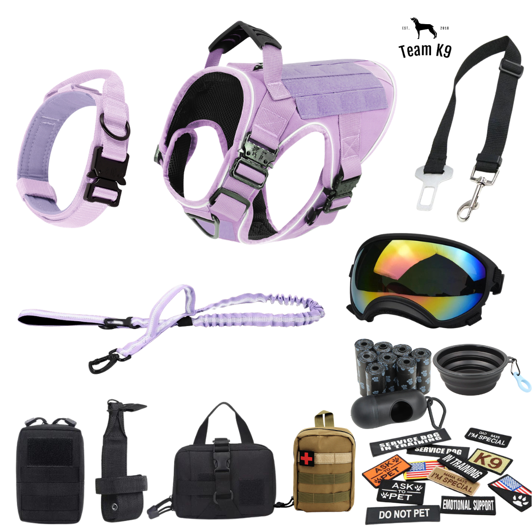 NEW Upgraded Tactical No-Pull Team K9™ Dog Harness with 4 Quick-Release Metal Buckles, Reinforced Front & Back V-Rings, Hook & Loop Panels, Adjustable Straps, Reflective Strips, & Top Handle