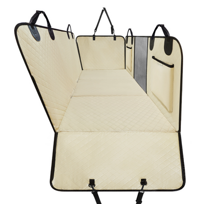 NEW Waterproof Hard Bottom Car & Truck Seat Foldable Hammock Cover With Storage Pockets, Side Flaps, Headrest Straps, Seat Anchors, & Mesh Window (+FREE SAFETY BELT!)