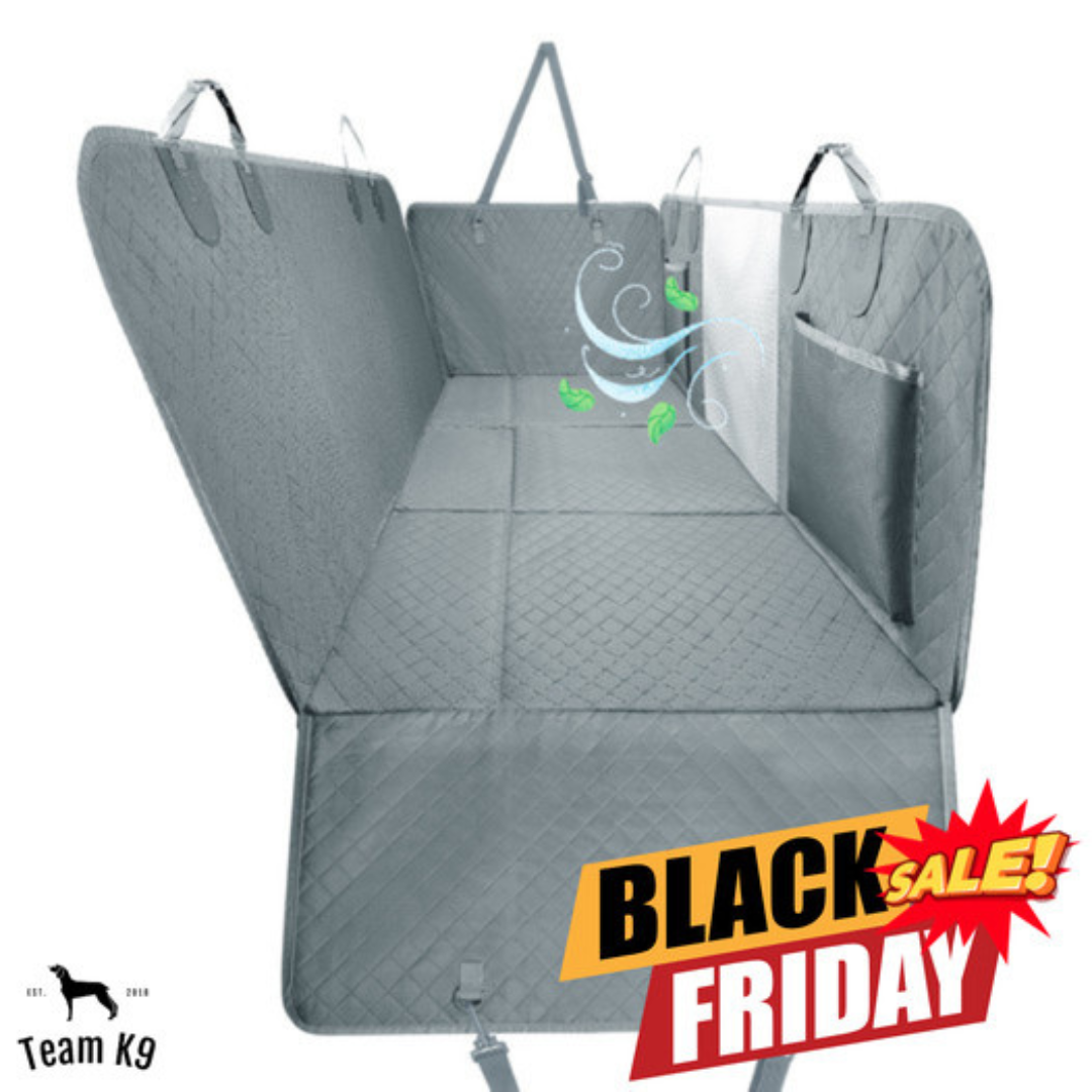 NEW Waterproof Hard Bottom Car & Truck Seat Foldable Hammock Cover With Storage Pockets, Side Flaps, Headrest Straps, Seat Anchors, & Mesh Window (+FREE SAFETY BELT!)