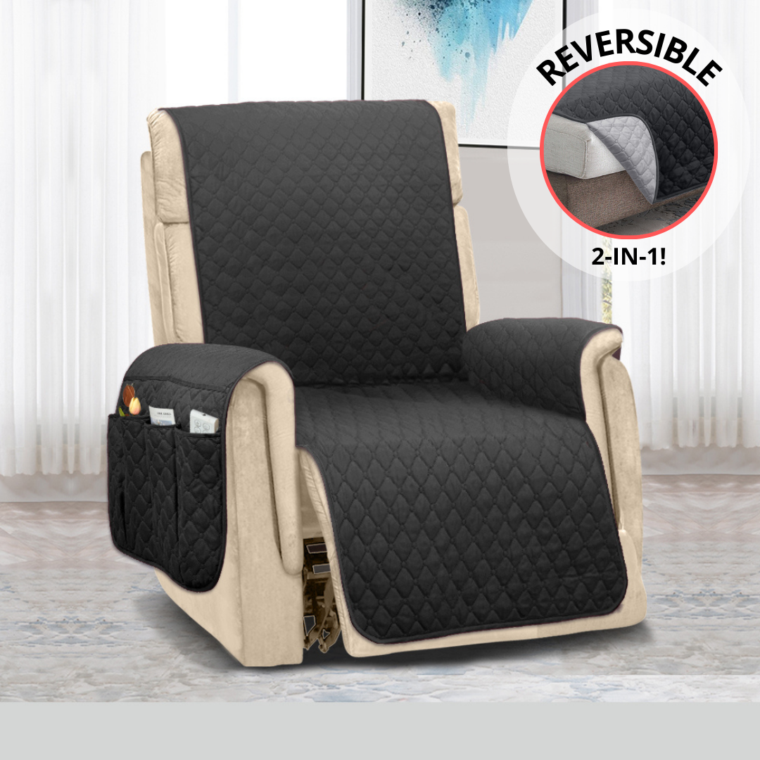 Classic Machine Washable Dryer Safe Furniture Protector Couch Cover With Side Pockets Back Straps 2 In 1 Reversible Colors