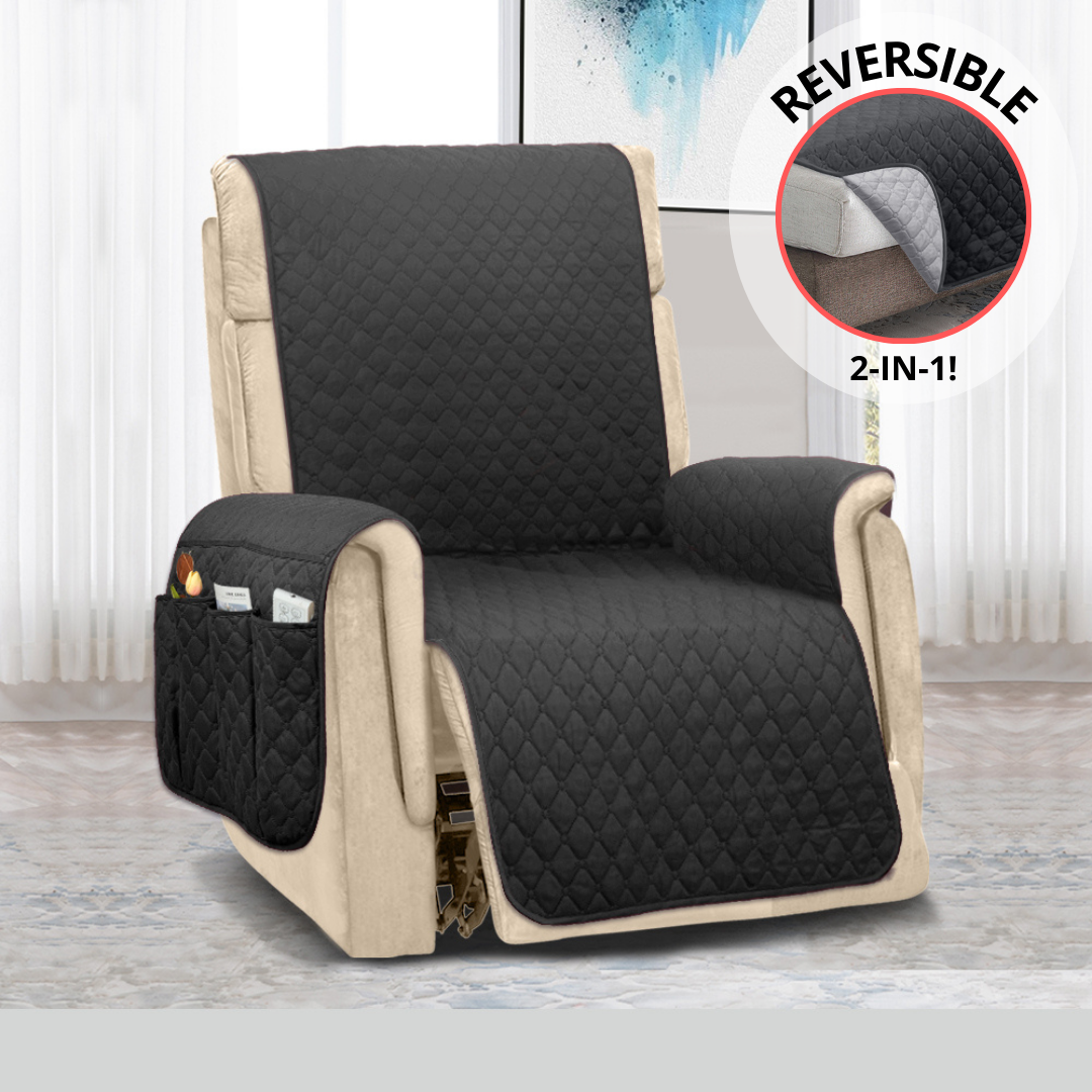 NEW Machine-Washable, Dryer-Safe Furniture Protector Couch Cover With Side Pockets & Back Straps (+2-In-1 Reversible Colors!)