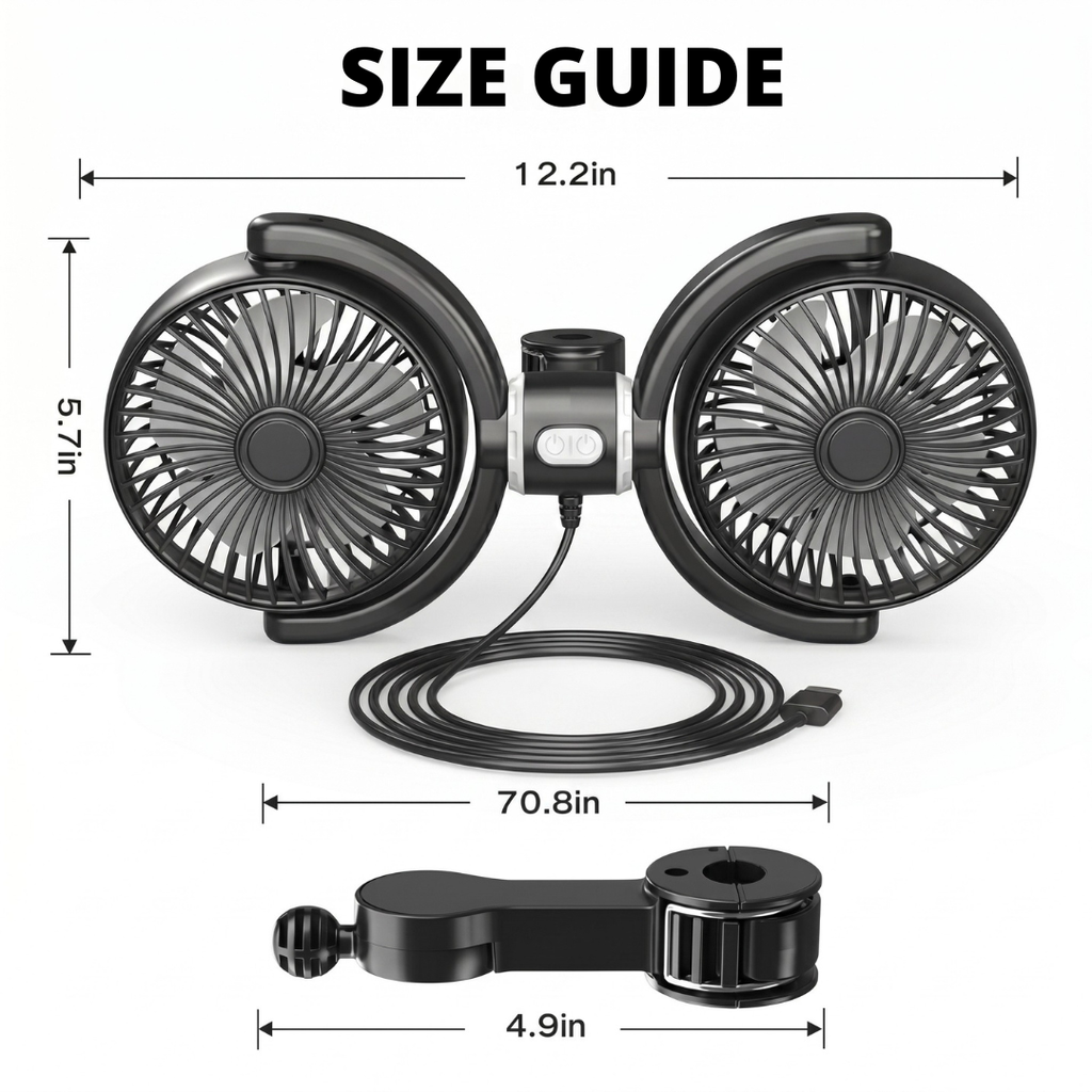 NEW Adjustable Backseat Dual Cooling Fans (Compatible with USB-A plug Only)