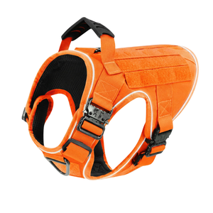 NEW Upgraded Tactical No-Pull Team K9™ Dog Harness with 4 Quick-Release Metal Buckles, Reinforced Front & Back D-Rings, Hook & Loop Panels, Adjustable Straps, Reflective Strips, & Top Handle