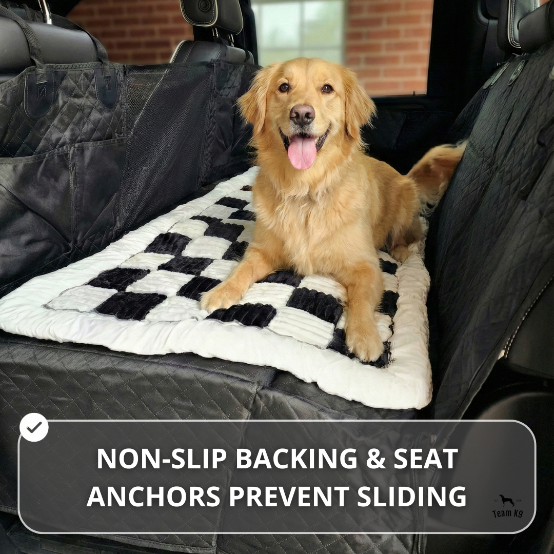 NEW Waterproof Hard Bottom Car & Truck Seat Foldable Hammock Cover With Storage Pockets, Side Flaps, Headrest Straps, Seat Anchors, & Mesh Window (+FREE SAFETY BELT!)