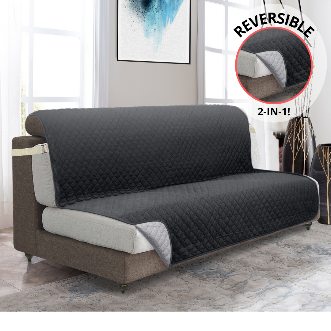 NEW Machine-Washable, Dryer-Safe Furniture Protector Couch Cover With Side Pockets & Back Straps (+2-In-1 Reversible Colors!)