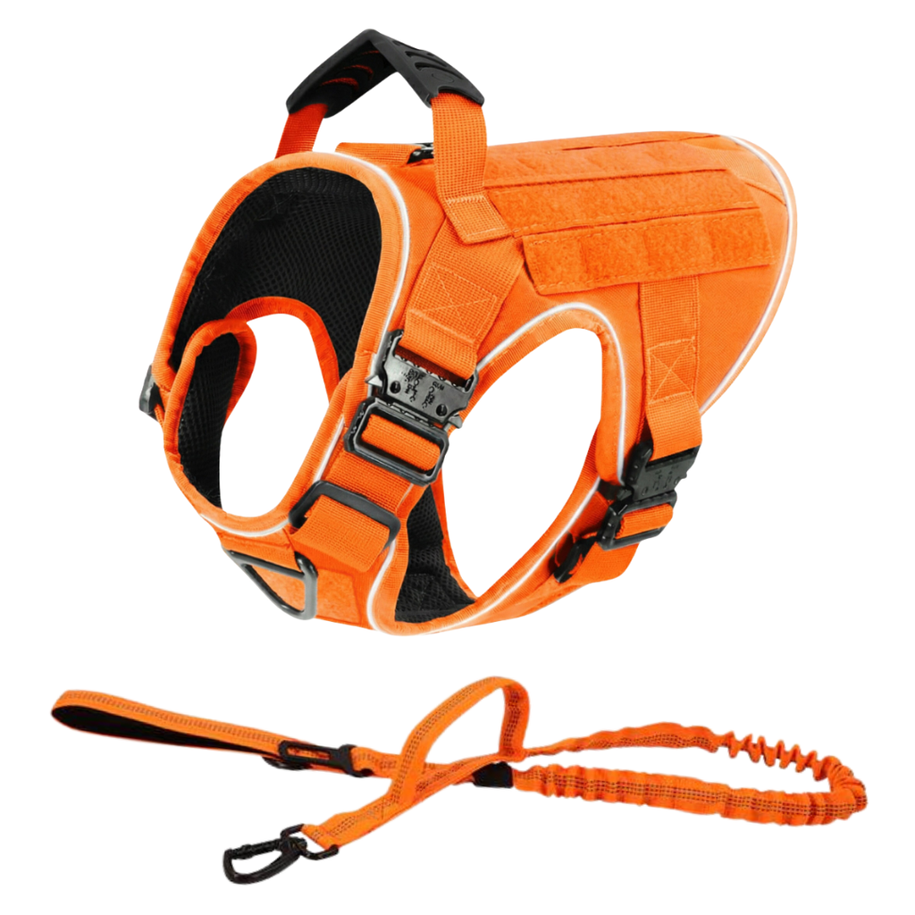 NEW Upgraded Tactical No-Pull Team K9® Dog Harness with 4 Quick-Release Metal Buckles, Reinforced Front & Back V-Rings, Hook & Loop Panels, Adjustable Straps, Reflective Strips, & Top Handle