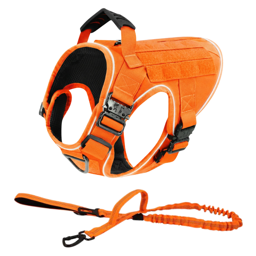 NEW Upgraded Tactical No-Pull Team K9® Dog Harness with 4 Quick-Release Metal Buckles, Reinforced Front & Back V-Rings, Hook & Loop Panels, Adjustable Straps, Reflective Strips, & Top Handle