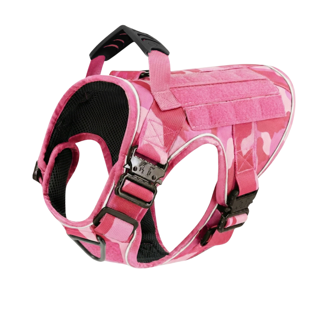 NEW Upgraded Tactical No-Pull Team K9™ Dog Harness with 4 Quick-Release Metal Buckles, Reinforced Front & Back V-Rings, Hook & Loop Panels, Adjustable Straps, Reflective Strips, & Top Handle