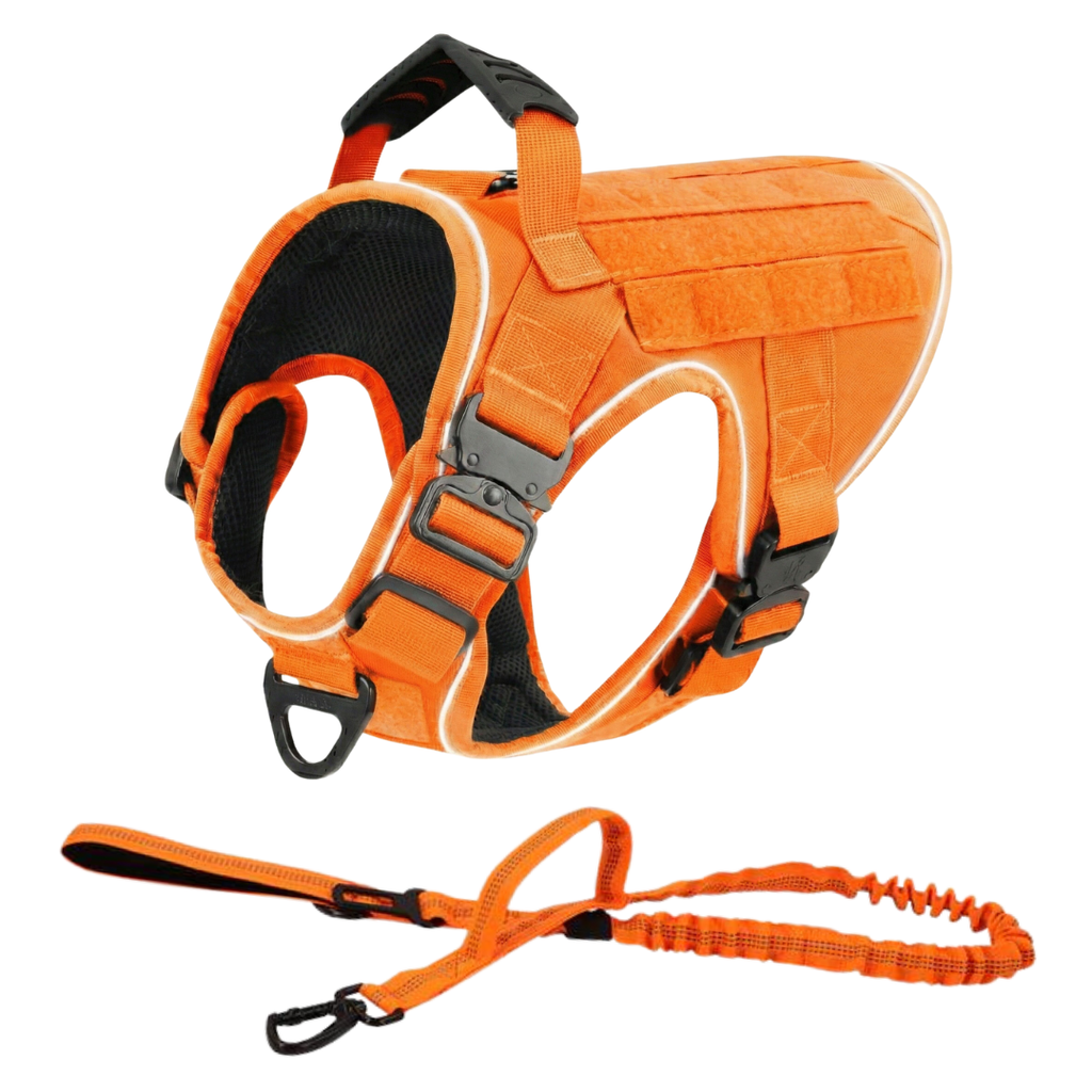 NEW Upgraded Tactical No-Pull Team K9® Dog Harness with 4 Quick-Release Metal Buckles, Reinforced Front & Back V-Rings, Hook & Loop Panels, Adjustable Straps, Reflective Strips, & Top Handle