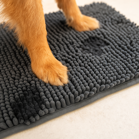 Wet Dog Paw-Drying Floor Mat With Superabsorbent Quick-Dry Microfiber & Non-Slip Backing