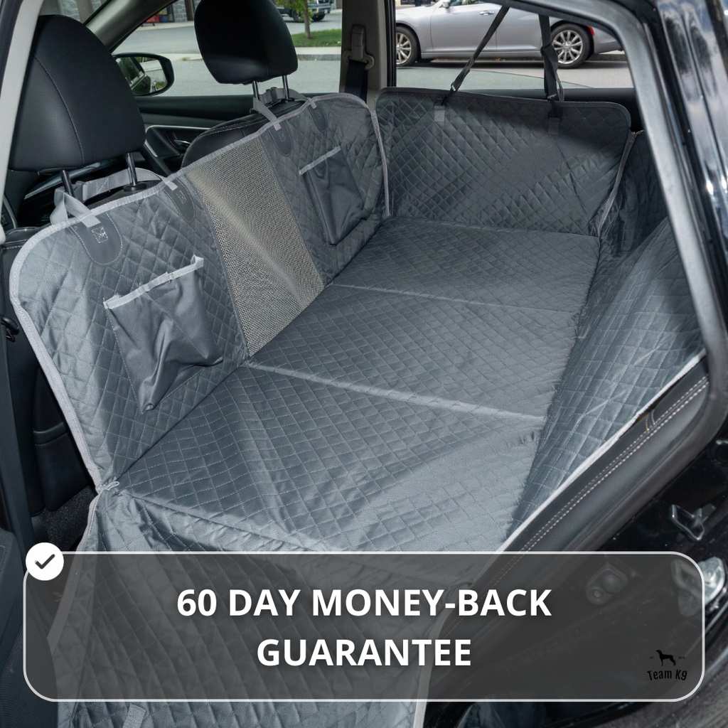 NEW Waterproof Hard Bottom Car & Truck Seat Foldable Hammock Cover With Storage Pockets, Side Flaps, Headrest Straps, Seat Anchors, & Mesh Window (+FREE SAFETY BELT!)