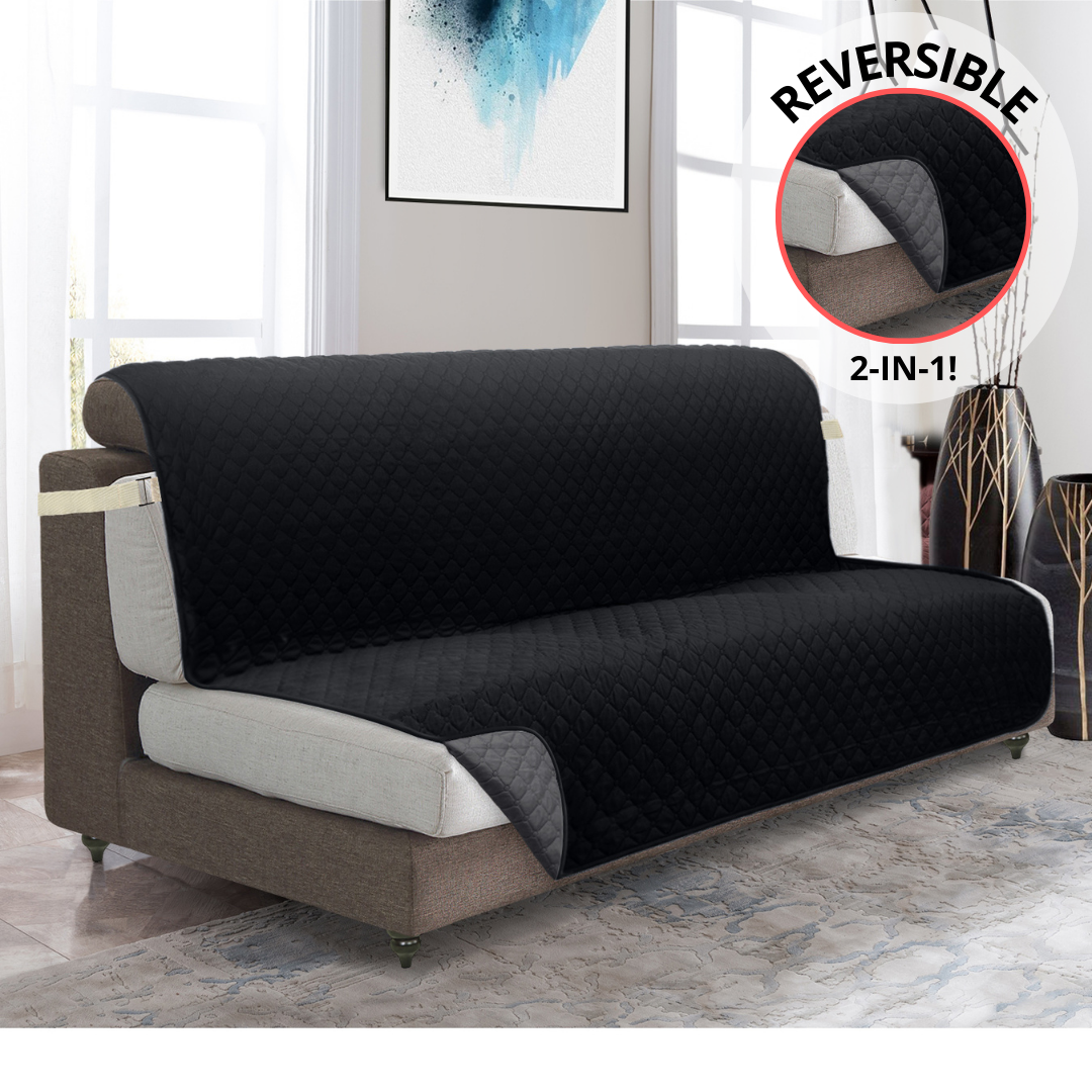 NEW Machine-Washable, Dryer-Safe Furniture Protector Couch Cover With Side Pockets & Back Straps (+2-In-1 Reversible Colors!)