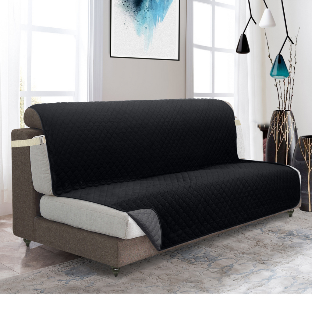 Classic Machine-Washable, Dryer-Safe Furniture Protector Couch Cover With Side Pockets & Back Straps (+2-In-1 Reversible