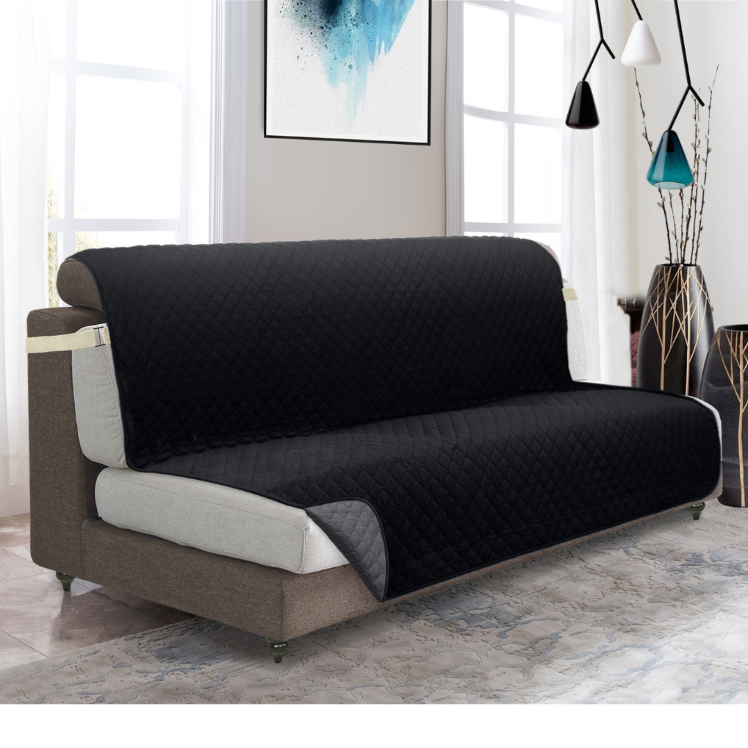 Classic Machine-Washable, Dryer-Safe Furniture Protector Couch Cover With Side Pockets & Back Straps (+2-In-1 Reversible