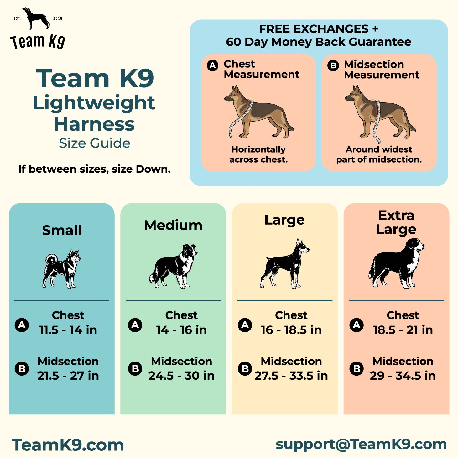 NEW Team K9® Lightweight Personalized No Pull Dog Harness