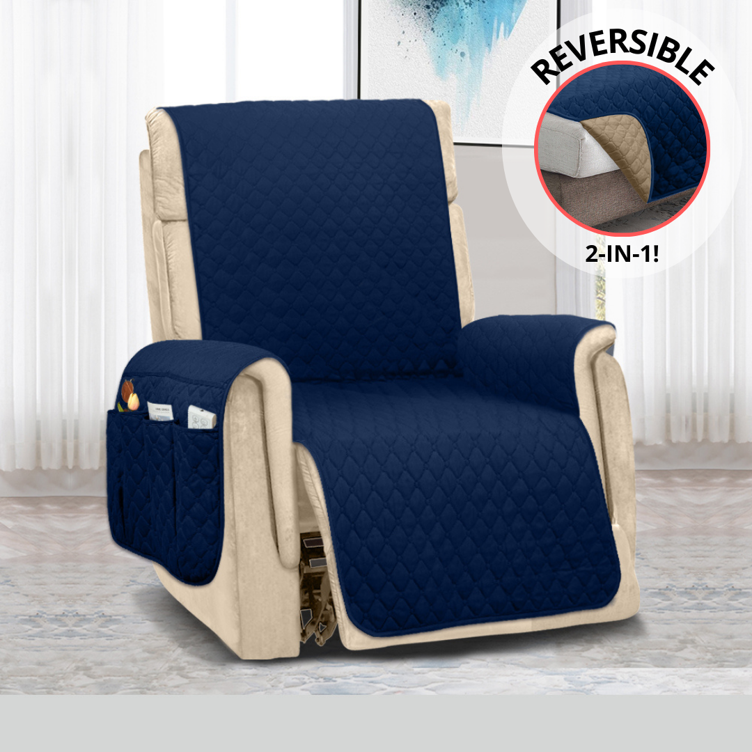 NEW Machine-Washable, Dryer-Safe Furniture Protector Couch Cover With Side Pockets & Back Straps (+2-In-1 Reversible Colors!)