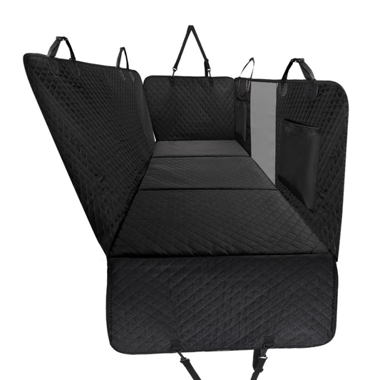 NEW Waterproof Hard Bottom Car & Truck Seat Foldable Hammock Cover With Storage Pockets, Side Flaps, Headrest Straps, Seat Anchors, & Mesh Window (+FREE SAFETY BELT!)