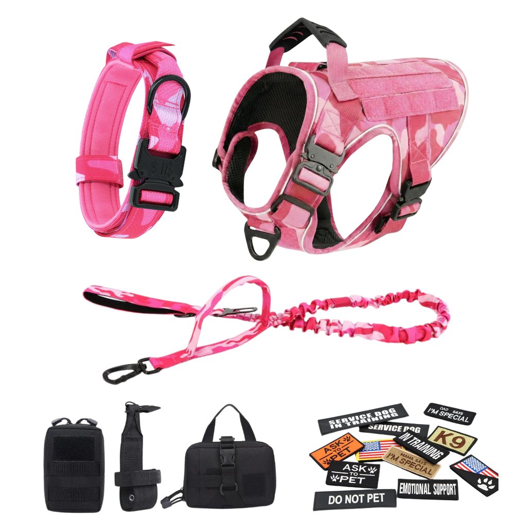 NEW Extra-Small Upgraded Tactical No-Pull Team K9™ Dog Harness with 4 Quick-Release Metal Buckles, Reinforced Front & Back V-Rings, Hook & Loop Panels, Adjustable Straps, Reflective Strips, & Top Handle (Fits Dogs 15 - 25 LBS.)