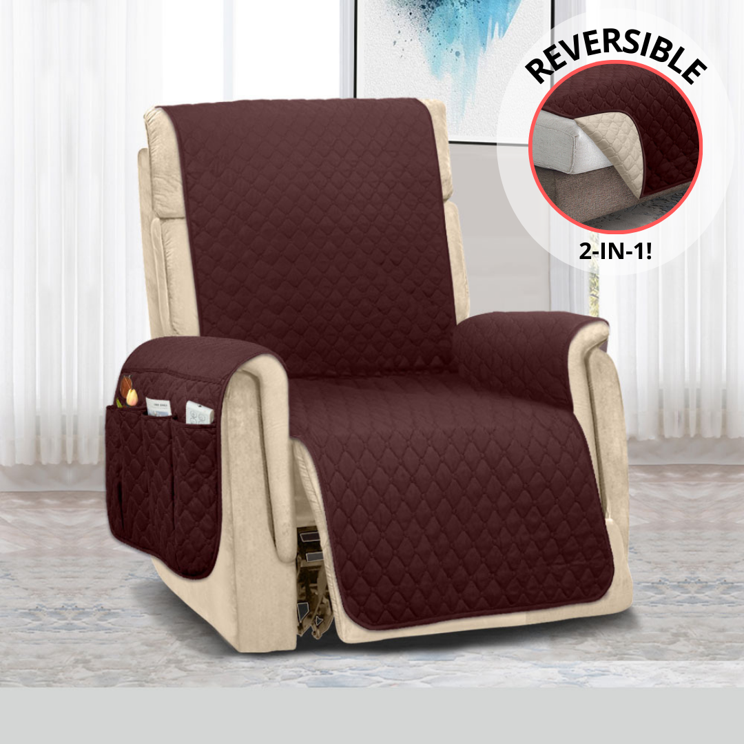 NEW Machine-Washable, Dryer-Safe Furniture Protector Couch Cover With Side Pockets & Back Straps (+2-In-1 Reversible Colors!)