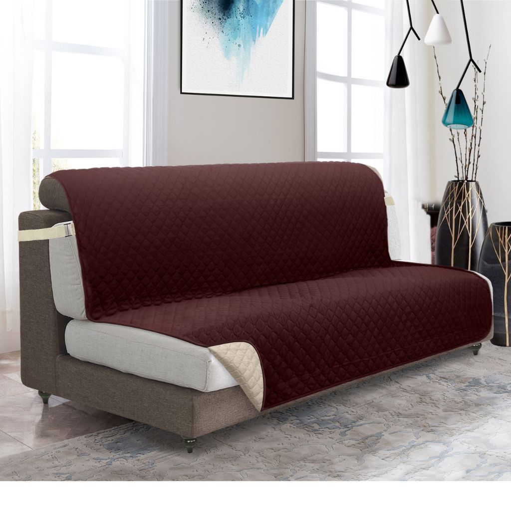 Classic Machine-Washable, Dryer-Safe Furniture Protector Couch Cover With Side Pockets & Back Straps (+2-In-1 Reversible