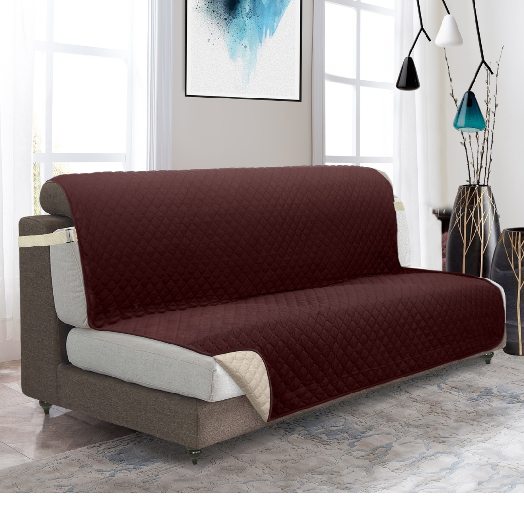 Classic Machine-Washable, Dryer-Safe Furniture Protector Couch Cover With Side Pockets & Back Straps (+2-In-1 Reversible