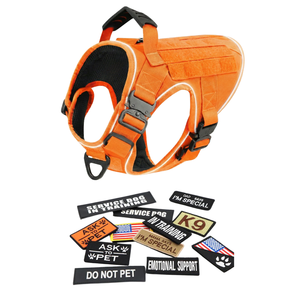 NEW Upgraded Tactical No-Pull Team K9® Dog Harness with 4 Quick-Release Metal Buckles, Reinforced Front & Back V-Rings, Hook & Loop Panels, Adjustable Straps, Reflective Strips, & Top Handle