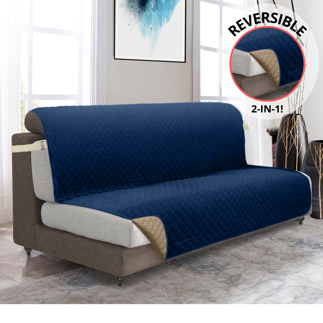 NEW Machine-Washable, Dryer-Safe Furniture Protector Couch Cover With Side Pockets & Back Straps (+2-In-1 Reversible Colors!)