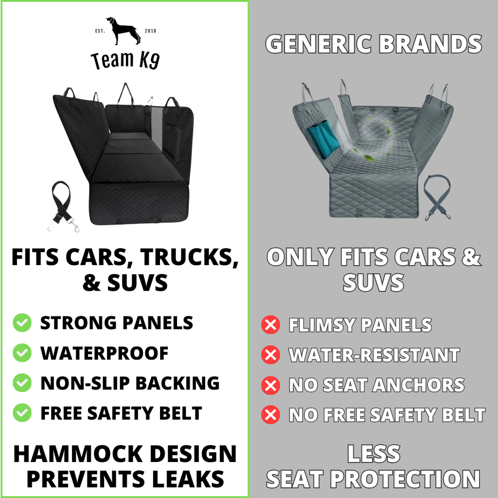NEW Waterproof Hard Bottom Car & Truck Seat Foldable Hammock Cover With Storage Pockets, Side Flaps, Headrest Straps, Seat Anchors, & Mesh Window (+FREE SAFETY BELT!)