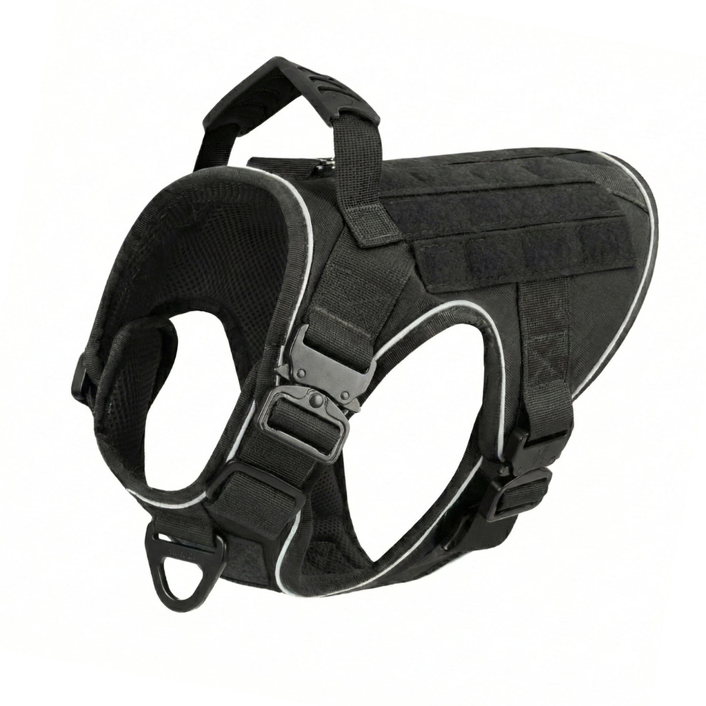 NEW Upgraded Tactical No-Pull Team K9® Dog Harness with 4 Quick-Release Metal Buckles, Reinforced Front & Back V-Rings, Hook & Loop Panels, Adjustable Straps, Reflective Strips, & Top Handle