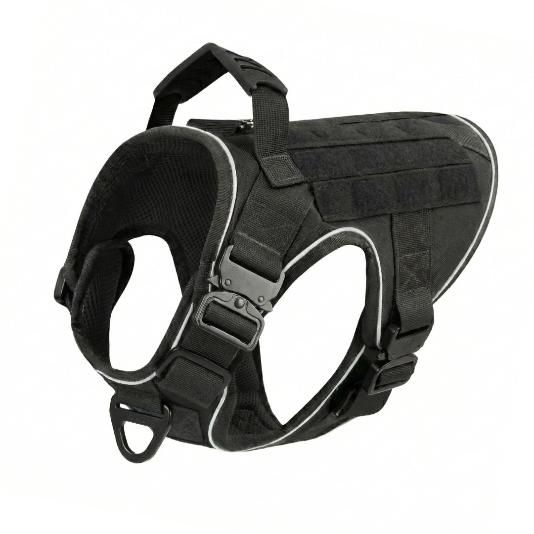 NEW Upgraded Tactical No-Pull Team K9® Dog Harness with 4 Quick-Release Metal Buckles, Reinforced Front & Back V-Rings, Hook & Loop Panels, Adjustable Straps, Reflective Strips, & Top Handle