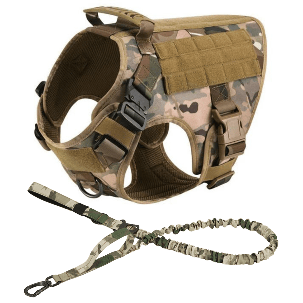 Classic Heavy-Duty Tactical No-Pull Team K9™ Dog Harness With Front & Back D-Rings, Quick-Release Metal-Buckles, Hook & Loop Panels, & Top Handle