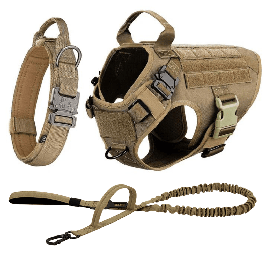 Classic Heavy-Duty Tactical No-Pull Team K9™ Dog Harness With Front & Back D-Rings, Quick-Release Metal-Buckles, Hook & Loop Panels, & Top Handle